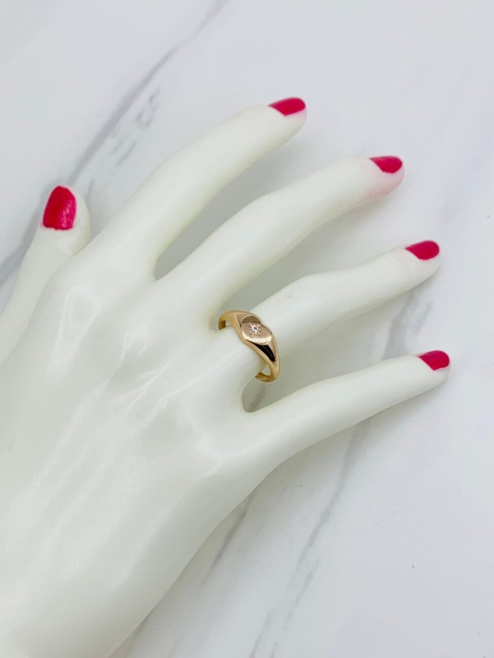 10k solid gold ring heart minimalist Size 7.5 stackable ~ Rose gold - Picture 5 of 6